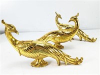 (3) Syroco Gilded Peacock Figurines