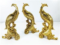 (3) Syroco Gilded Peacock Figurines