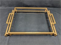 Glass Tray w/ Gold-plated Metal Frame & Handles