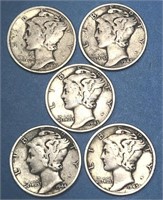 1941-1945 Mercury Dimes USA