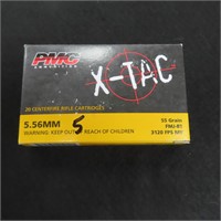 Twenty Cartridges: PMC XTAC, 5.56NATO, 55 Grain.