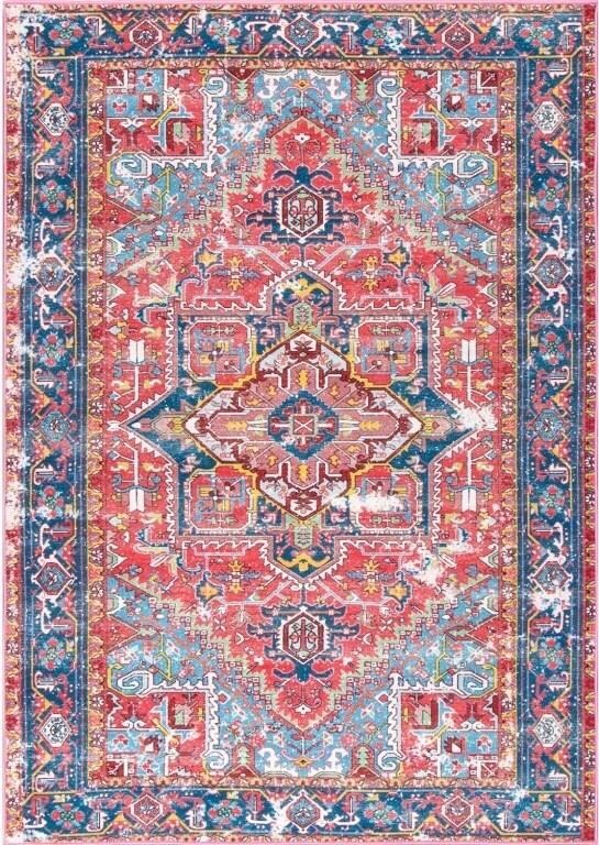 Sherita Distressed Persian Area Rug, 10x14, Red