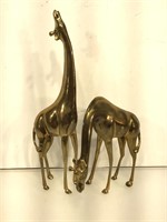 Pair of Brass Giraffe Sculptures. 14inH