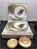 Gold Round Charger Plates Décor and candy dish