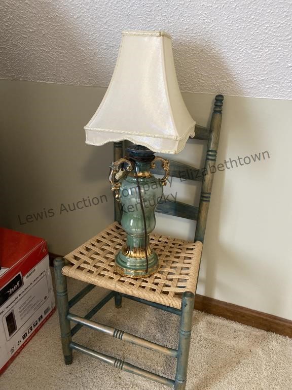 ladderback chair and lamp