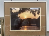 Vintage Silhouette of the Sunset Framed Photograph