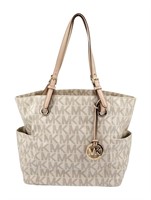 Michael Kors Neut. Monogram Coated Canvas Bag