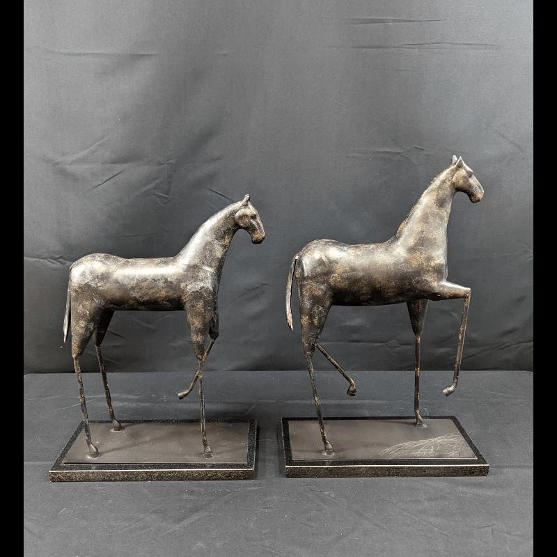 Mid Century Modern Metal Trojan Horse Sculptures