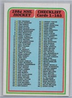 1984-85 Topps Hockey Checklist card 165 Unmarked