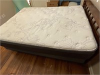 Oak headboard, nice box spring and mattress-full