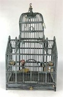 Victorian Style Wood Bird Cage with Faux Birds