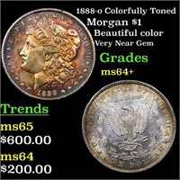 1888-o Colorfully Toned Morgan $1 Grades Choice+ U