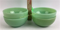 (4) Fire King Jadeite cereal bowls, one