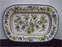 Large 23"L Platter with Bird Design Portugal