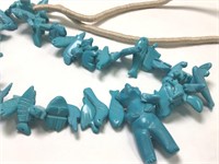 Howlite Turquoise Carved Effigy/Fetish Necklace