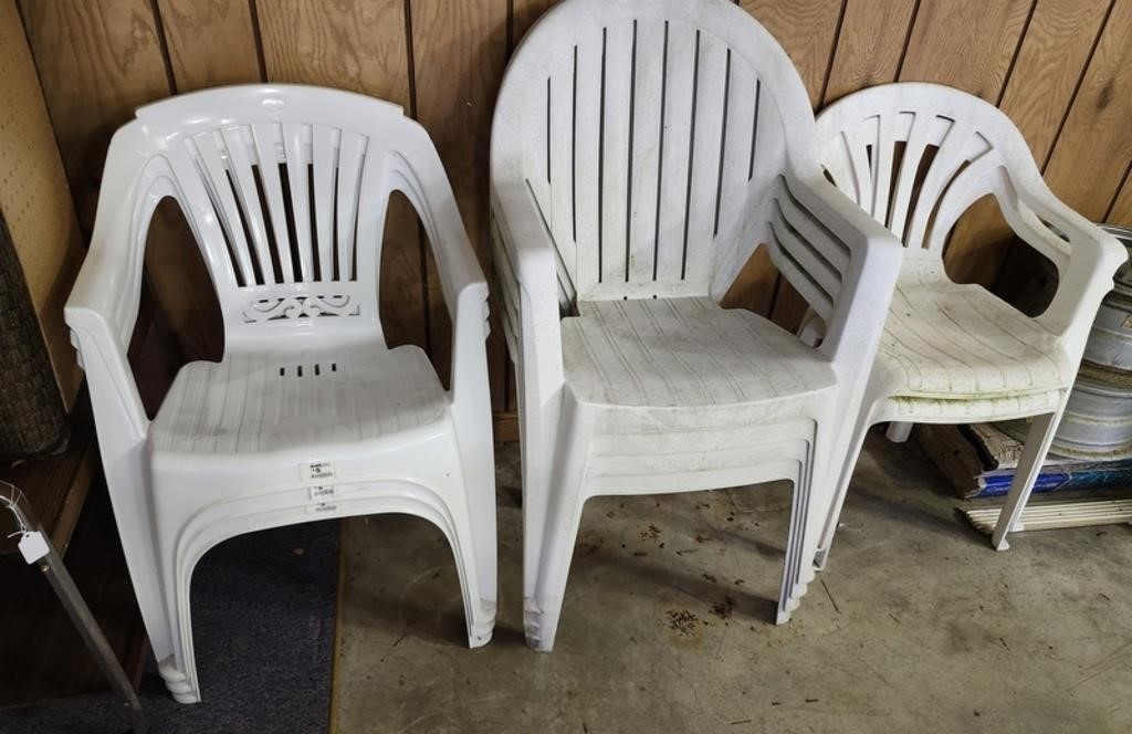 Plastic lawn chairs, various styles
