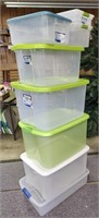 Storage totes with lids,  (8)