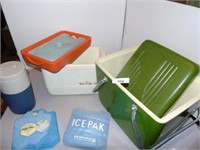 2 Vintage Coolers, drinking jug and ice packs