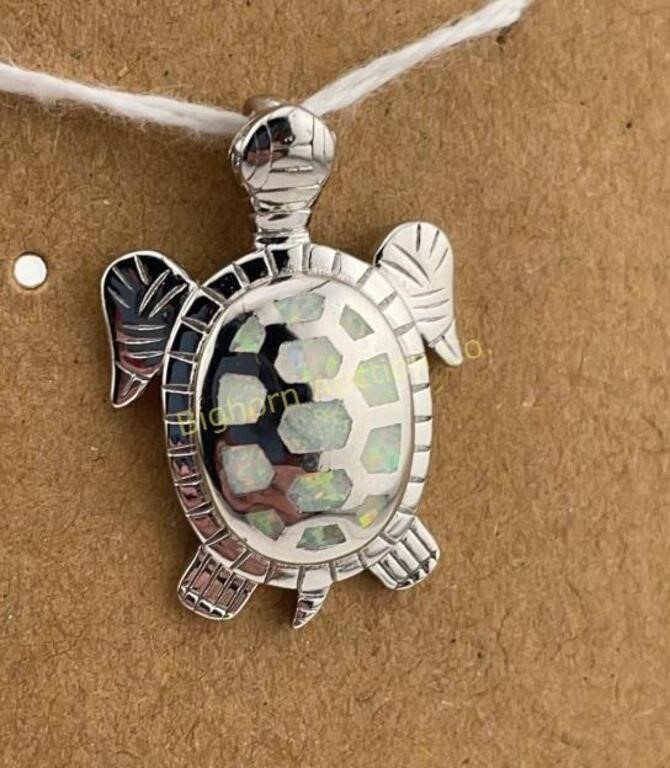 Turtle Pendant Sterling Silver & Opal