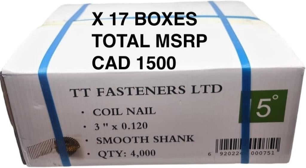 SEALED- MSRP CAD 1500- TT Fastenres Coil Nail 3×0.