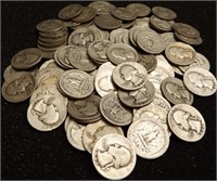 (100) 90% Silver Washington Quarters - Coins