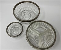 English Metal Rimmed Glass Bowls