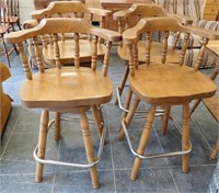 (4) WOODEN BAR STOOLS, 26" SEAT HEIGHT