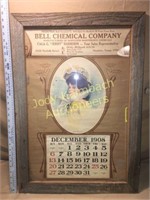 Framed 1908 calendar-Bell Chemical Co Houston