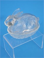 VTG LE SMITH CLEAR GLASS BUNNY NESTING BOWL