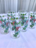 Set of 6 Vintage Holiday Themed Tumblers