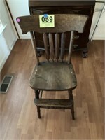 Vintage oak high chair as found