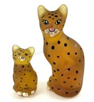 (2) Signed Fenton Art Glass Cat Figurines