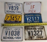 Lot of vintage license plates School bus & Trailer