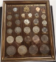 Framed U.S. 20th Century Type Coins - Many Silver