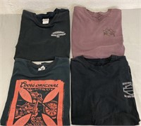 4 Vintage Motorcycle Themed T-Shirts Size Large