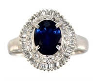 Platinum 1.96 ct Natural Sapphire & Diamond Ring