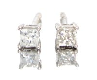 Natural 1/5 ct Princess Cut Diamond Stud Earrings