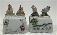 2 Vintage Chicken & Birds Salt & Pepper Nodders