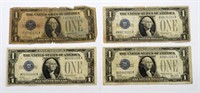 (4) 1928 $1 "FUNNY BACK" SILVER CERTS