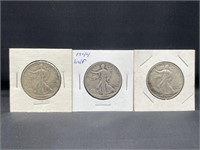 "3" Walking Liberty Silver Half Dollars