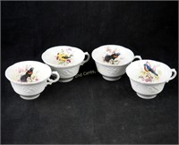 4 Royal Cauldon Bird China Tea Cups Set