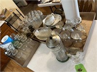 4 flats kitchen items, syrup jar,vintage dispenser