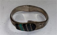 VINTAGE SIGNED MEXICAN HEAVY STERLING SILVER ONYX