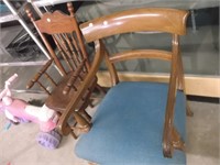 WALNUT ARM CHAIR, PRESS BACK HI CHAIR