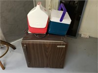 Mini Fridge & (2) Coolers