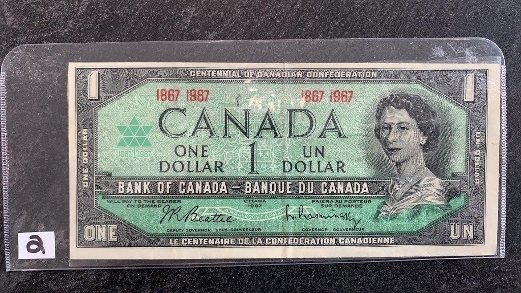 1967 Canadian 1 Dollar Bill w/o Serial Number