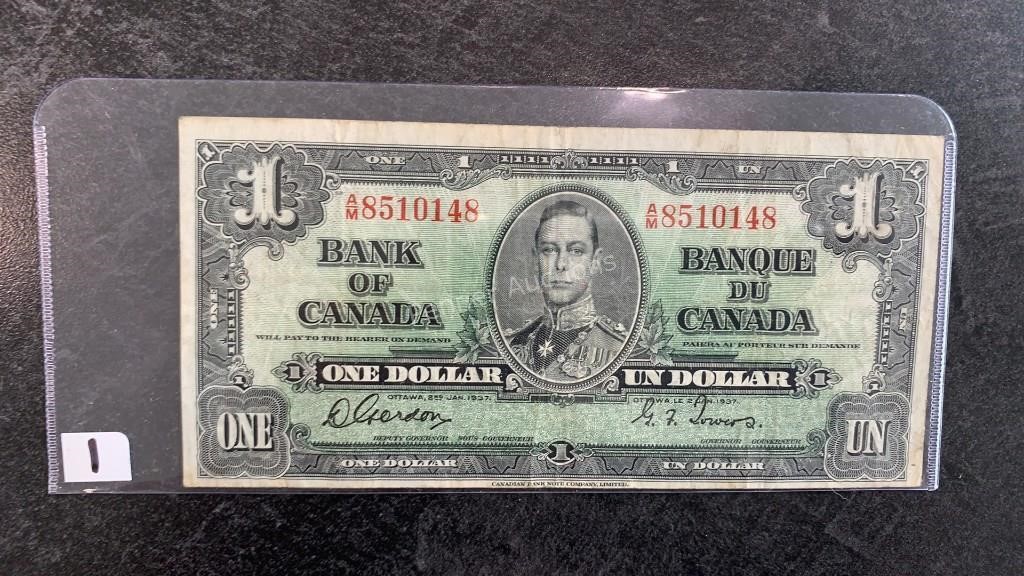 1937 Canadian 1 Dollar Bill