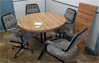 Round Table & 4 Chairs on Wheels &