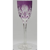 ABP Cut Glass Cut To Clear Amethyst Sherry Stem