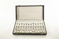 Sterling Silver Floral Coffee Spoons in Case